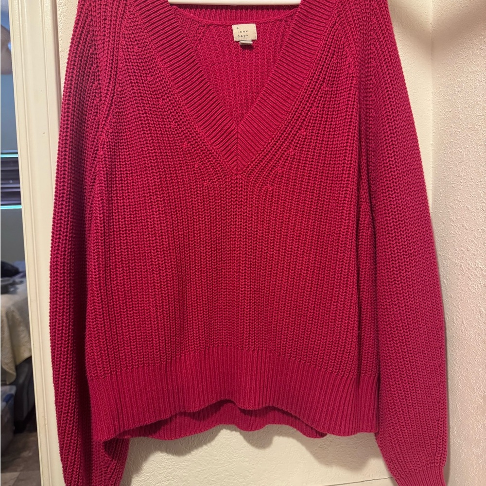 Women's Pink V-Neck Sweater